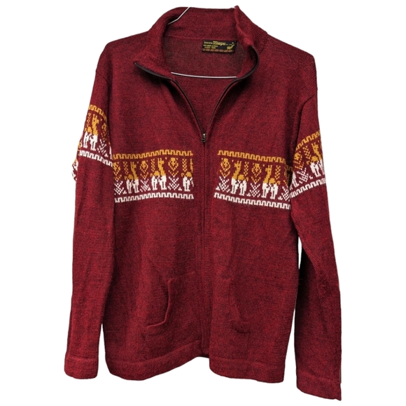 Arte Vivo 100% Baby Alpaca Cusco-Peru Sz XL Maroon - Picture 6 of 6